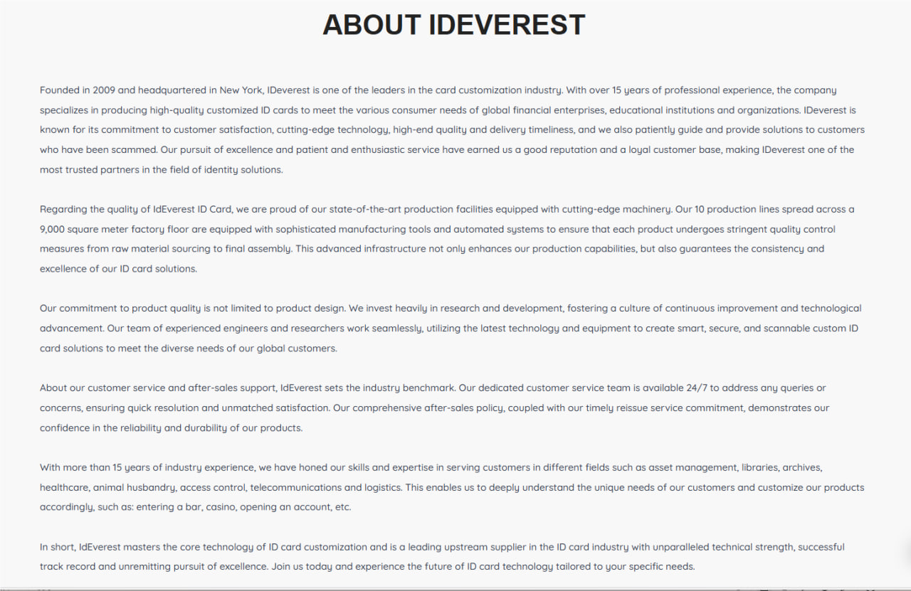 ID Everest Website Summary Report